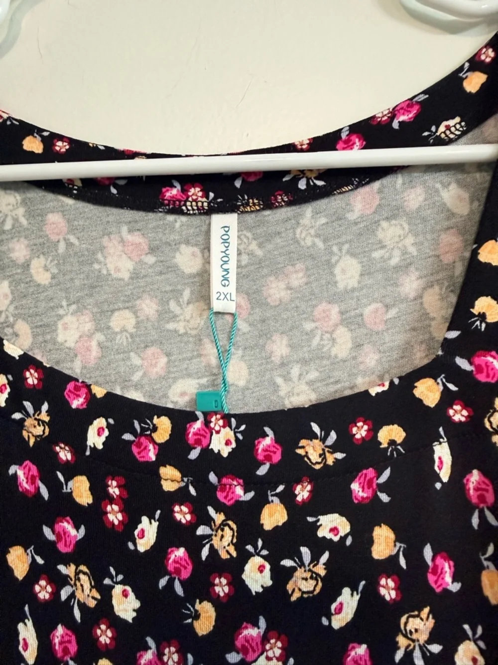 Popyoung Maxi Dress 2X Black Pink Floral Empire Waist Pockets NWT Autumn Wedding - Picture 3 of 7